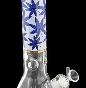 12" Leaf Art Glass On Glass Beaker Water Pipe