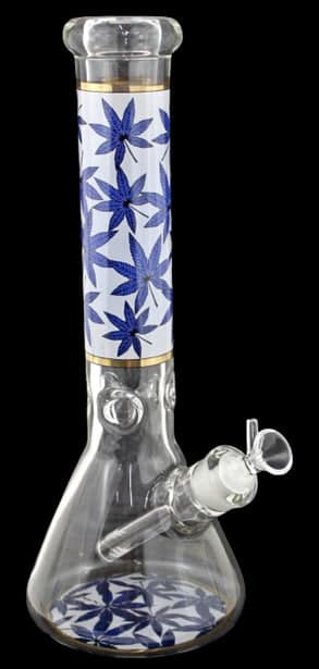 12" Leaf Art Glass On Glass Beaker Water Pipe