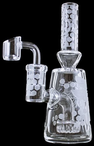 7" Bee Hex Etched Capsule Banger Hanger Oil Rig Water Pipe
