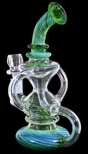 8" Spiral Art Triple Tube Chamber Recycler Water Pipe - Image 4