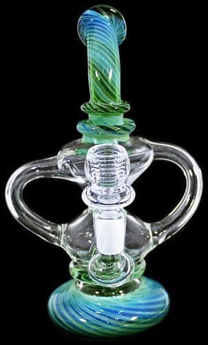 8" Spiral Art Triple Tube Chamber Recycler Water Pipe - Image 3