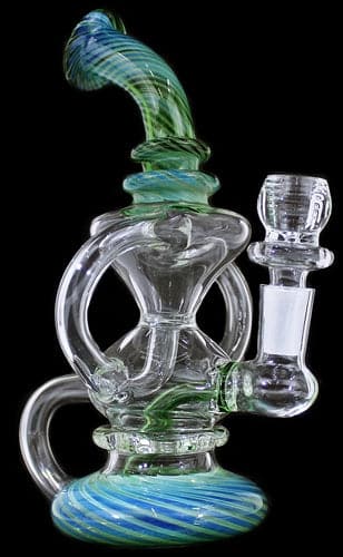8" Spiral Art Triple Tube Chamber Recycler Water Pipe