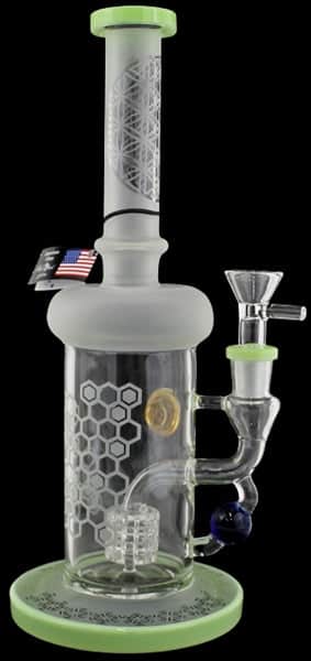 11" Etched Honeycomb Mushroom Marble Water Pipe