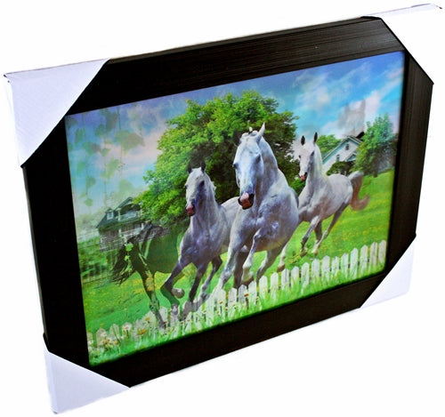 3D Lenticular Picture Frame Running Horses Triple Image 334