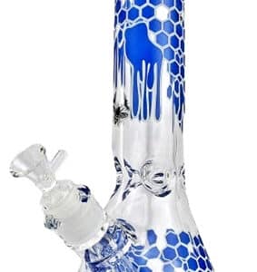 13" Honeycomb Bee Art Beaker Water Pipe