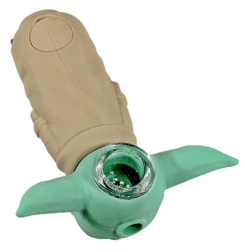 Baby Yoda Grogu Silicone Hand Pipe with Glass Bowl-Stash-Tool