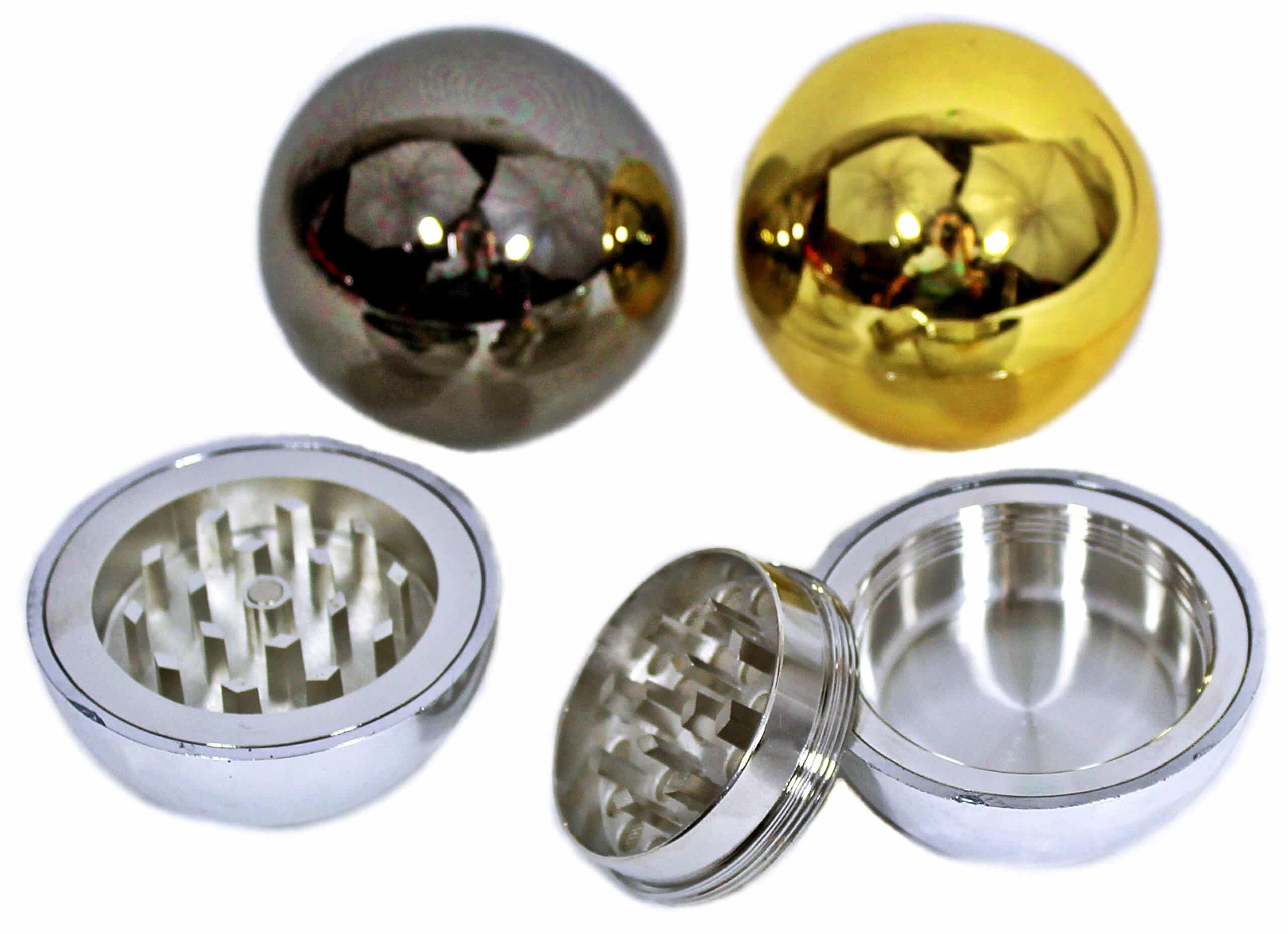 Ball Shape Design 3pc Tobacco Metal Grinder 12pk - 52mm