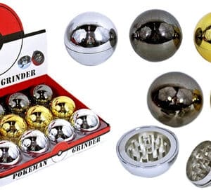 Ball Shape Design 3pc Tobacco Metal Grinder 12pk - 52mm