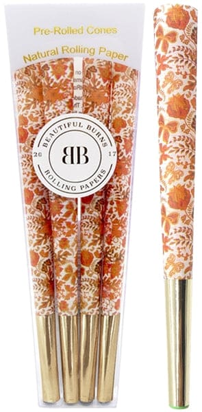 Beautiful Burns 8pk Pre-Rolled 98mm Designer Cones - Orange Opulence