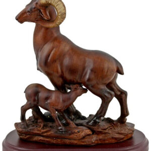 8" Bighorn Ram with Lamb Statue