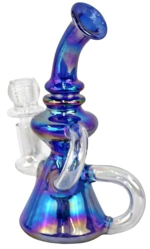 6.5" Curved Metallic Shiny Recycler Water Pipe