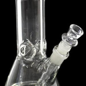 8" Glass On Glass Color Rim Stubby Beaker Water Pipe