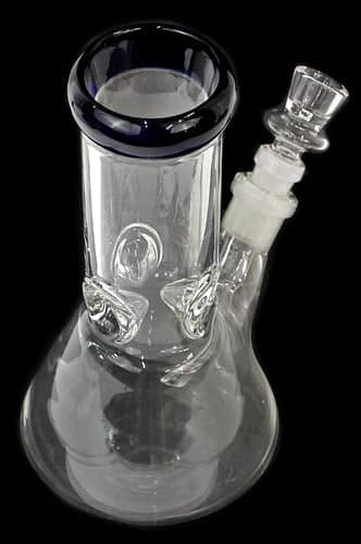 8" Glass On Glass Color Rim Stubby Beaker Water Pipe - Image 4