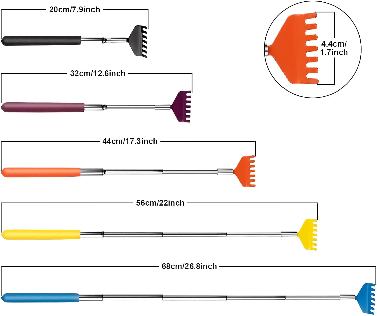 5ct Colorful Extendable Back Scratcher - Image 3