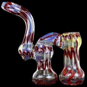 7" Cursive Art Double Chamber Bubbler Water Pipe