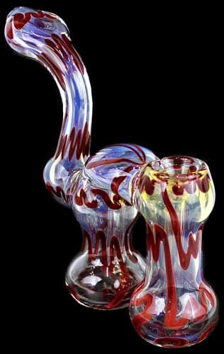 7" Cursive Art Double Chamber Bubbler Water Pipe