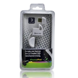 Delton iPhone Mini Keychain Sync-USB Data Cable White