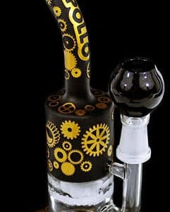 9" Deep Etched Gold Gears 14mm Oil Rig