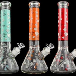 14" Diamond Color Art Design Beaker Water Pipe