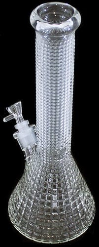 15" Diamond Cut Glass On Glass Beaker Water Pipe