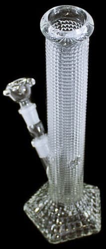 15" Diamond Cut Glass On Glass Star Straight Water Pipe