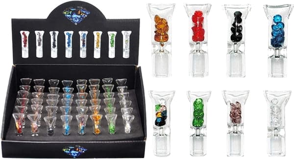 Diamond Glass Filter Tips with Inside Gems 48pk
