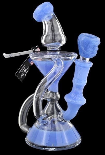 7" Hour Glass Dual Tube Recycler Water Pipe - Image 3
