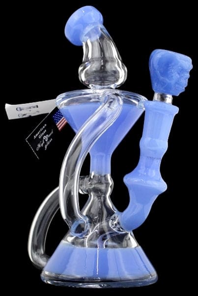 7" Hour Glass Dual Tube Recycler Water Pipe - Image 4