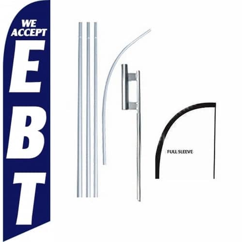 15' We Accept EBT Windless Business Bow Swooper Feather Flag Kit - Image 3