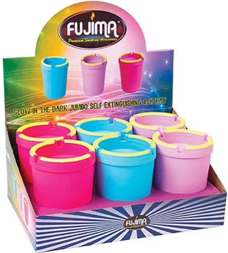 Fujima Jumbo Glow in the Dark Self Extinguishing Cup Holder Ashtray 6pk