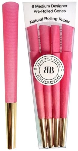 Beautiful Burns 8pk Pre-Rolled 98mm Designer Cones - Power Pink