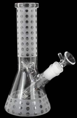 8" Glass On Glass Etched Design Beaker Water Pipe