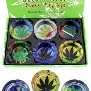 Fashion Glass Ashtray - Leaves 6pk