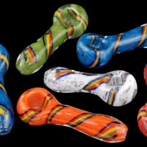 10ct 3" Frit Art Rasta Strip Hand Pipe Assortment