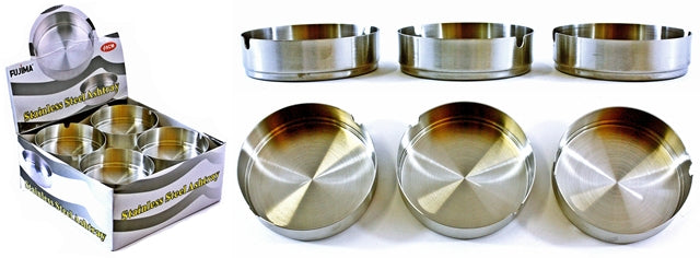 12ct 3.5" Fujima Stainless Steel Ashtray