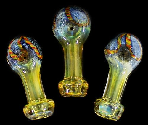 4ct 4" Heavy Fuming Frit Head Stand Spoon Hand Pipe