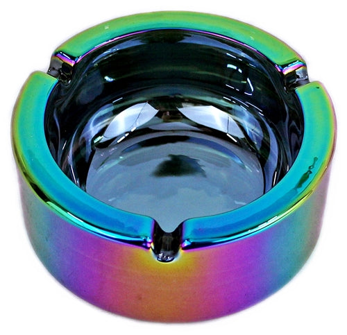 Anodized Finish Glass Round Ashtray 6pk