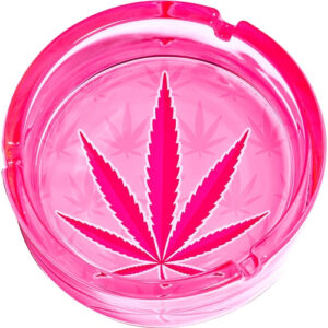 6.25" Pink Kush Leaf - Large Glass Ashtray