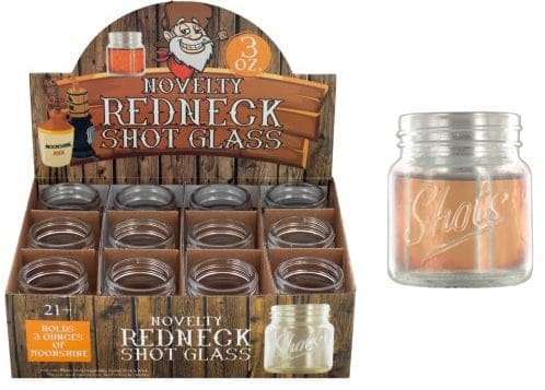 Novelty Redneck Shot Glass 12pk Countertop Display