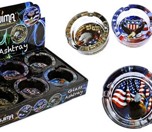 Glass Ashtray - Eagle Flag Design 6ct