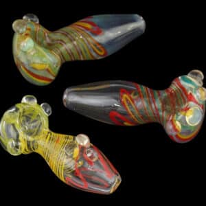4ct 4" Rasta Cursive Marble Crown Hand Pipe