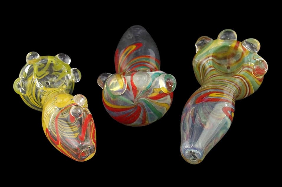 4ct 4" Rasta Cursive Marble Crown Hand Pipe