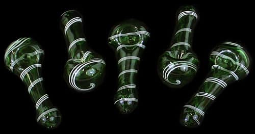 5ct 3.5" Green Swirl Art Hand Pipe