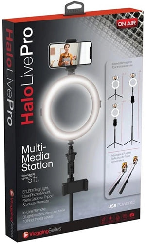 Tzumi ON AIR Halo Live Pro 5' Multi-Media Station with 8" LED Ring Light - Image 4