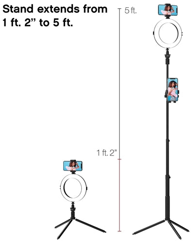 Tzumi ON AIR Halo Live Pro 5' Multi-Media Station with 8" LED Ring Light - Image 3