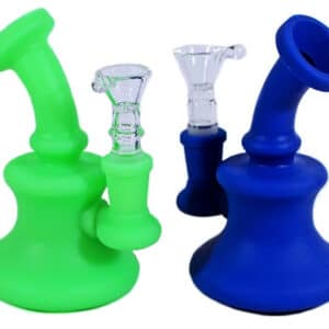 2ct 5" Silicone Hanger Banger Water Pipe With Glass Bowl