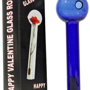 24ct Happy Valentine Glass Rose - Blue
