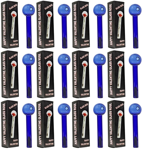 24ct Happy Valentine Glass Rose - Blue