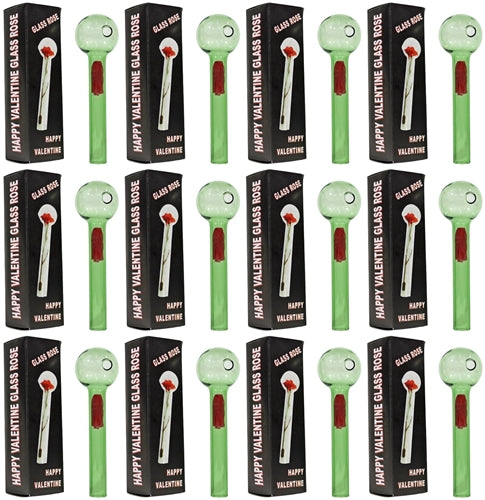 24ct Happy Valentine Glass Rose - Green