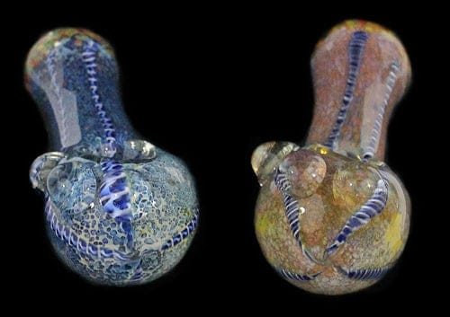 2ct 4.5" Heavy Frit Roped Marble Hand Pipe